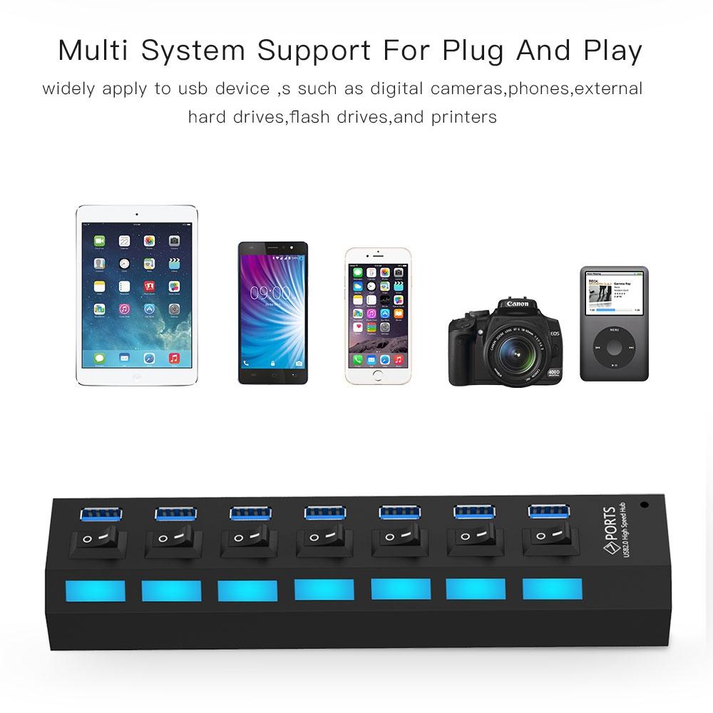 7-Port Usb 3.0 Hub 5Gbps Plug & Play 1Tb Support - Black 13