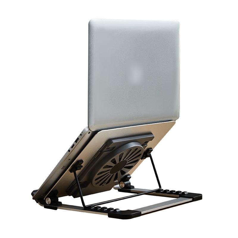 Portable Foldable Laptop Stand with Adjustable Fan - Aluminum 4