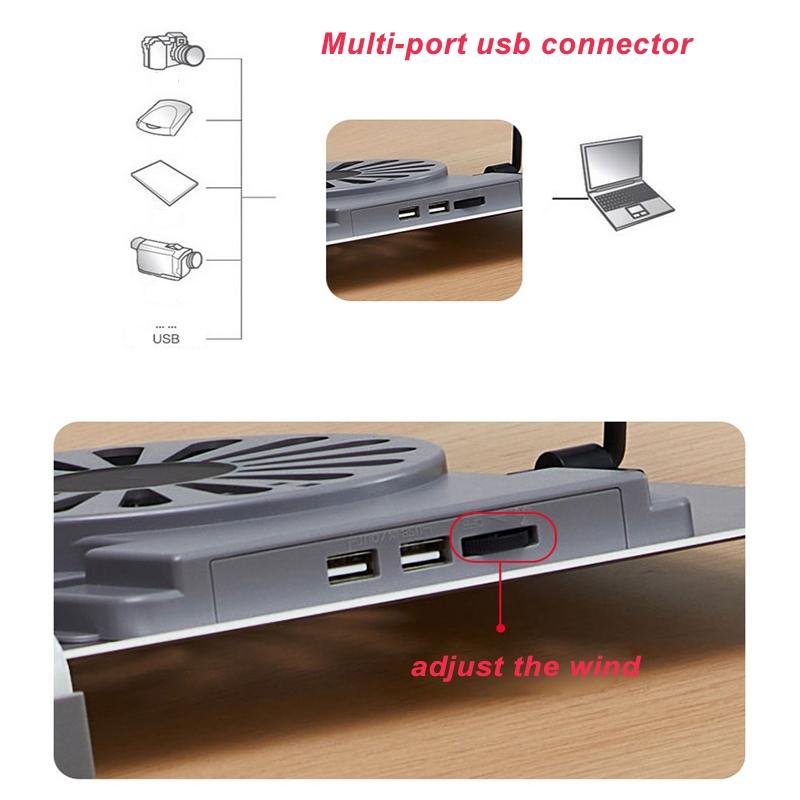Portable Foldable Laptop Stand with Adjustable Fan - Aluminum 5