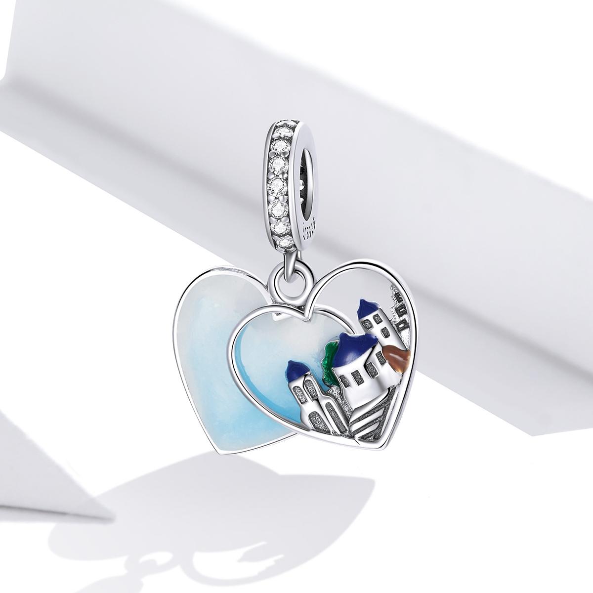 925 Sterling Silver Charming Scenery Heart Pendant For Diy Bracelet Or Necklace 3