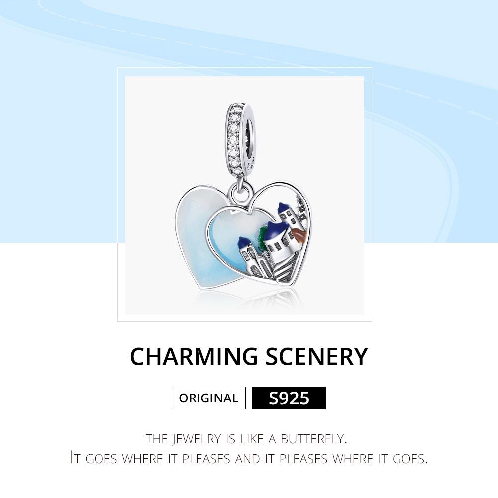 925 Sterling Silver Charming Scenery Heart Pendant For Diy Bracelet Or Necklace 4