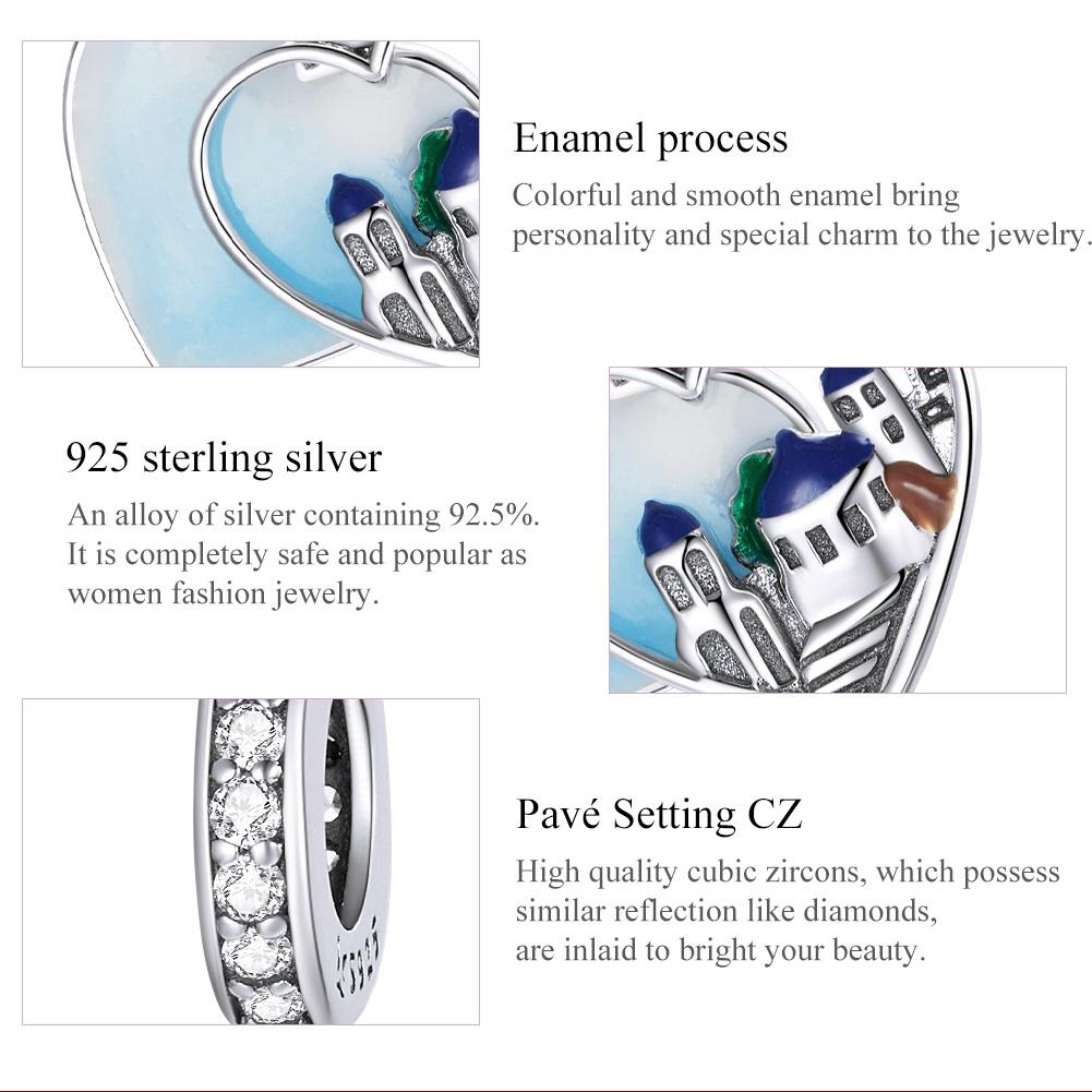 925 Sterling Silver Charming Scenery Heart Pendant For Diy Bracelet Or Necklace 5