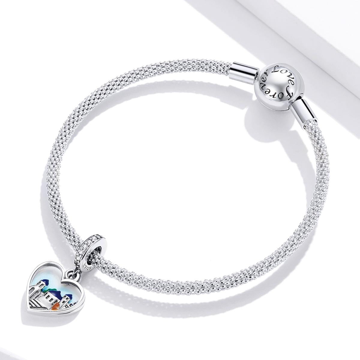 925 Sterling Silver Charming Scenery Heart Pendant For Diy Bracelet Or Necklace 8