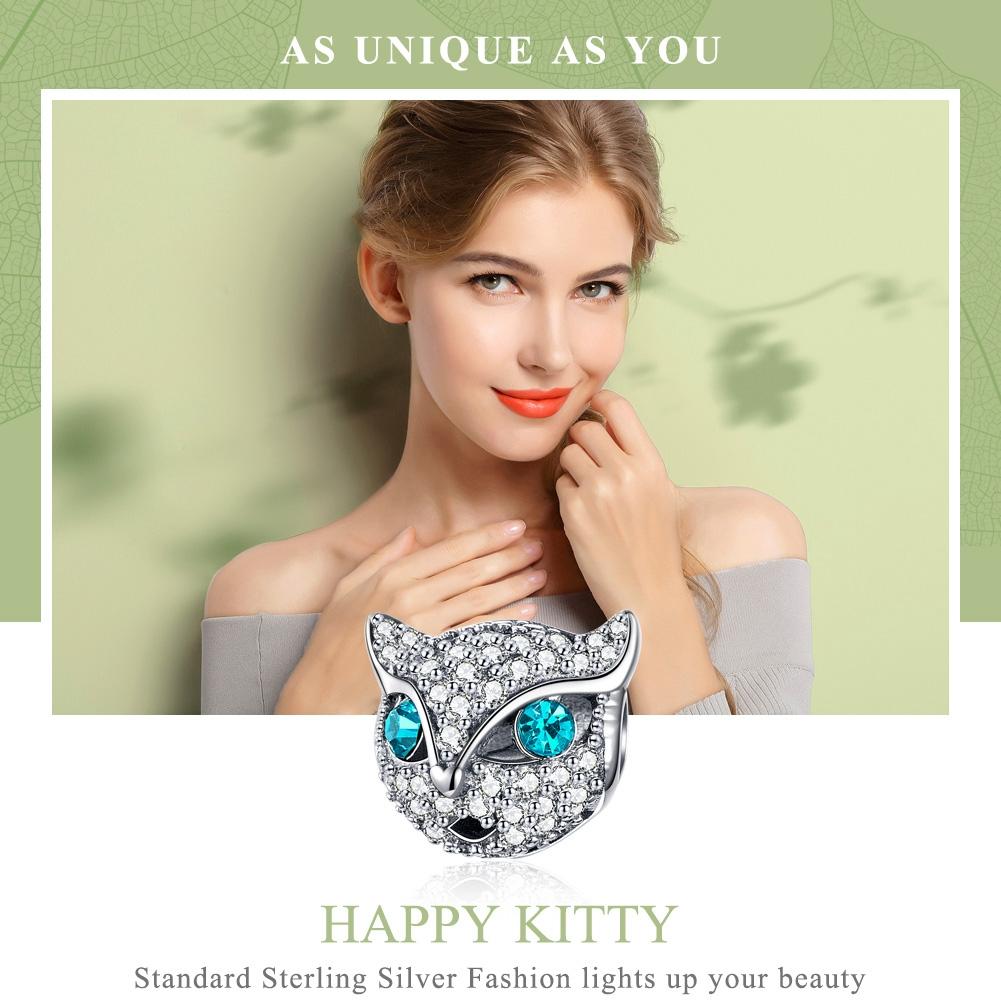 925 Sterling Silver Cat Beaded Bracelet With Diamond Star Beads 3