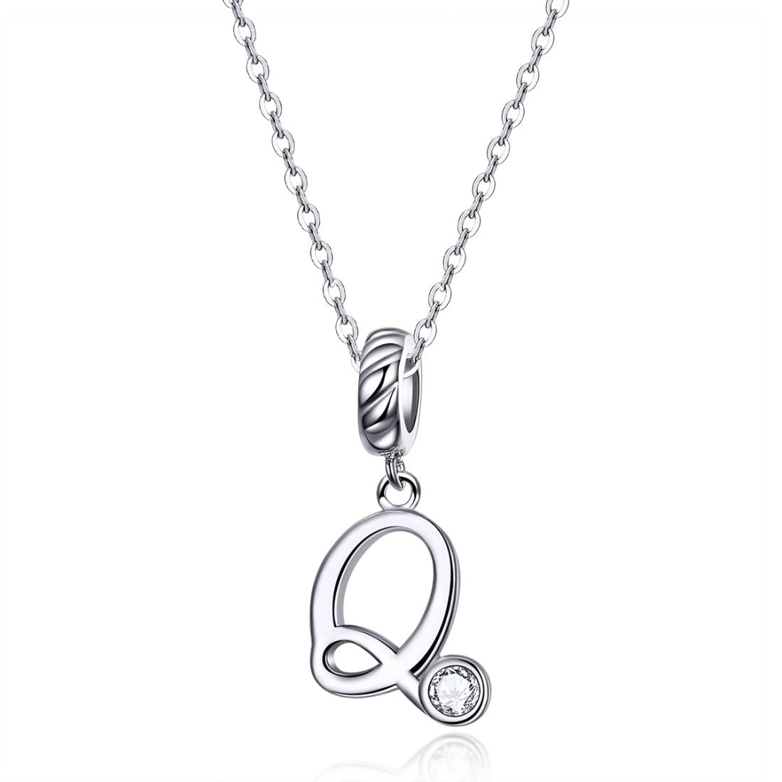 925 Sterling Silver Personalized Letter Pendant For Diy Bracelets & Necklaces Style - Q 4