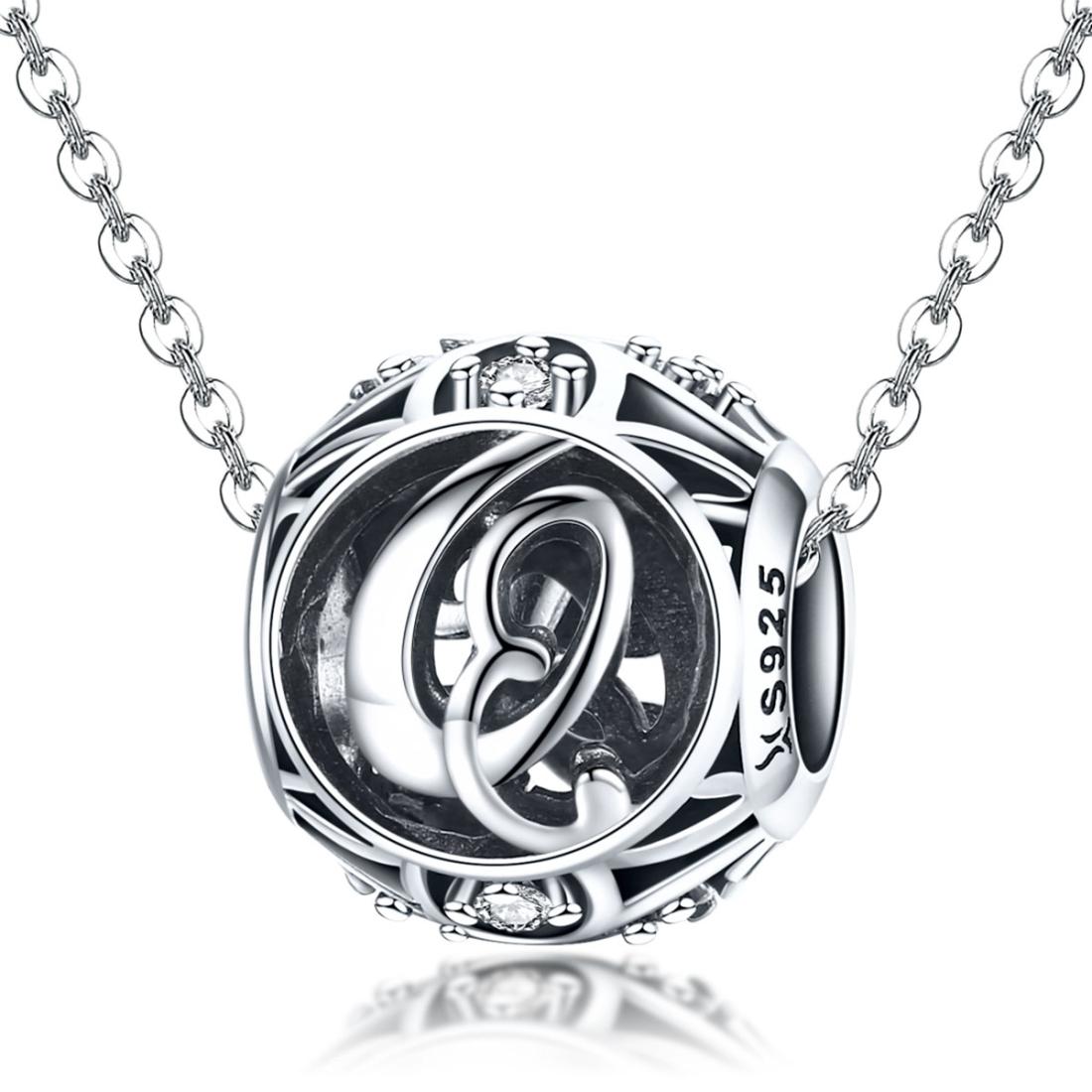 925 Sterling Silver 26 English Letter Beads For Diy Bracelets & Necklaces Style - Q 4