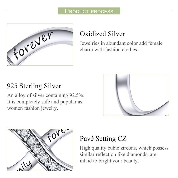 925 Sterling Silver Forever Family Infinity Bracelet 7