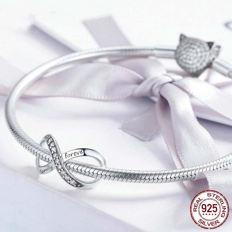 925 Sterling Silver Forever Family Infinity Bracelet 8