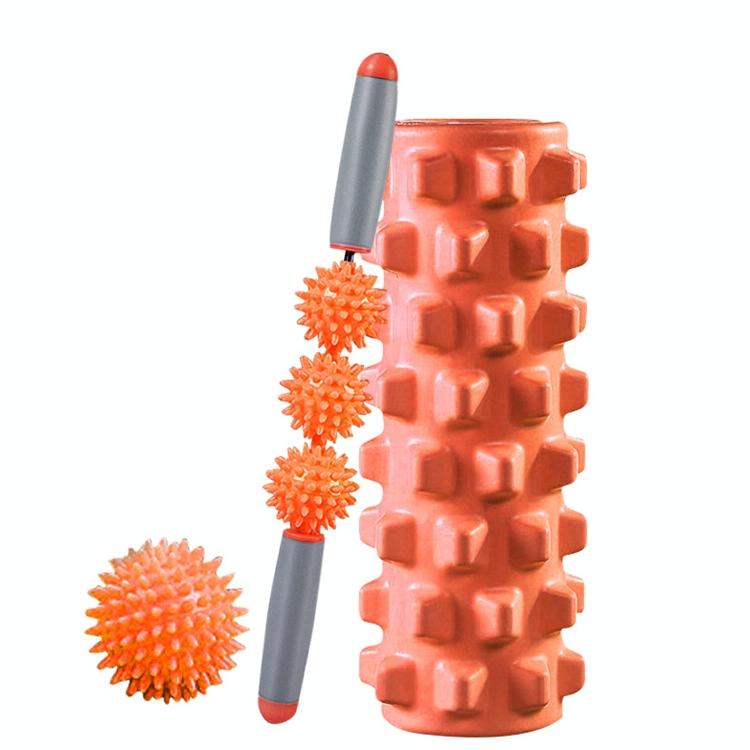 3-In-1 Eva Foam Roller Set For Muscle Relaxation 33Cm Length Orange 3