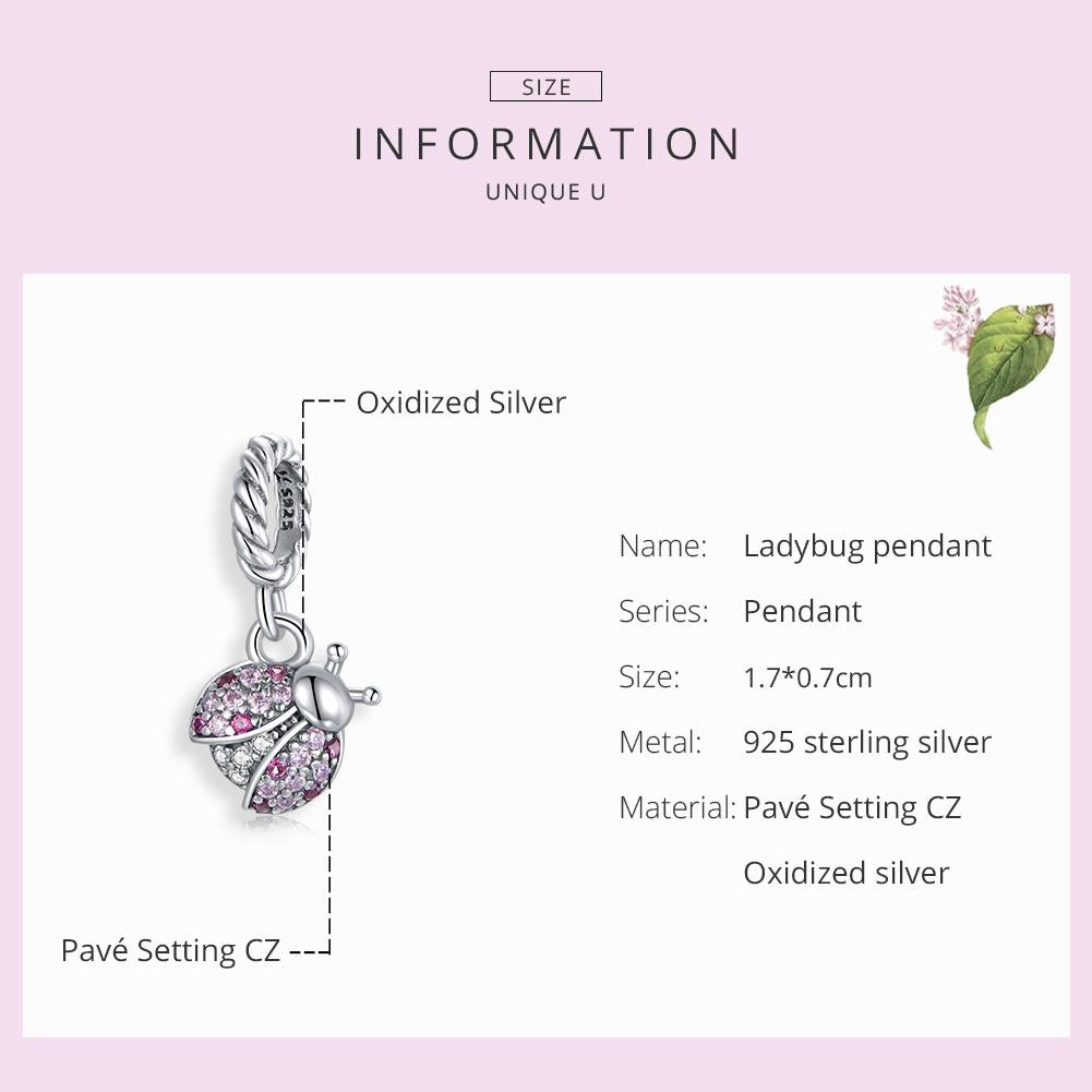 925 Sterling Silver Ladybug Pendant For Bracelets & Necklaces 5