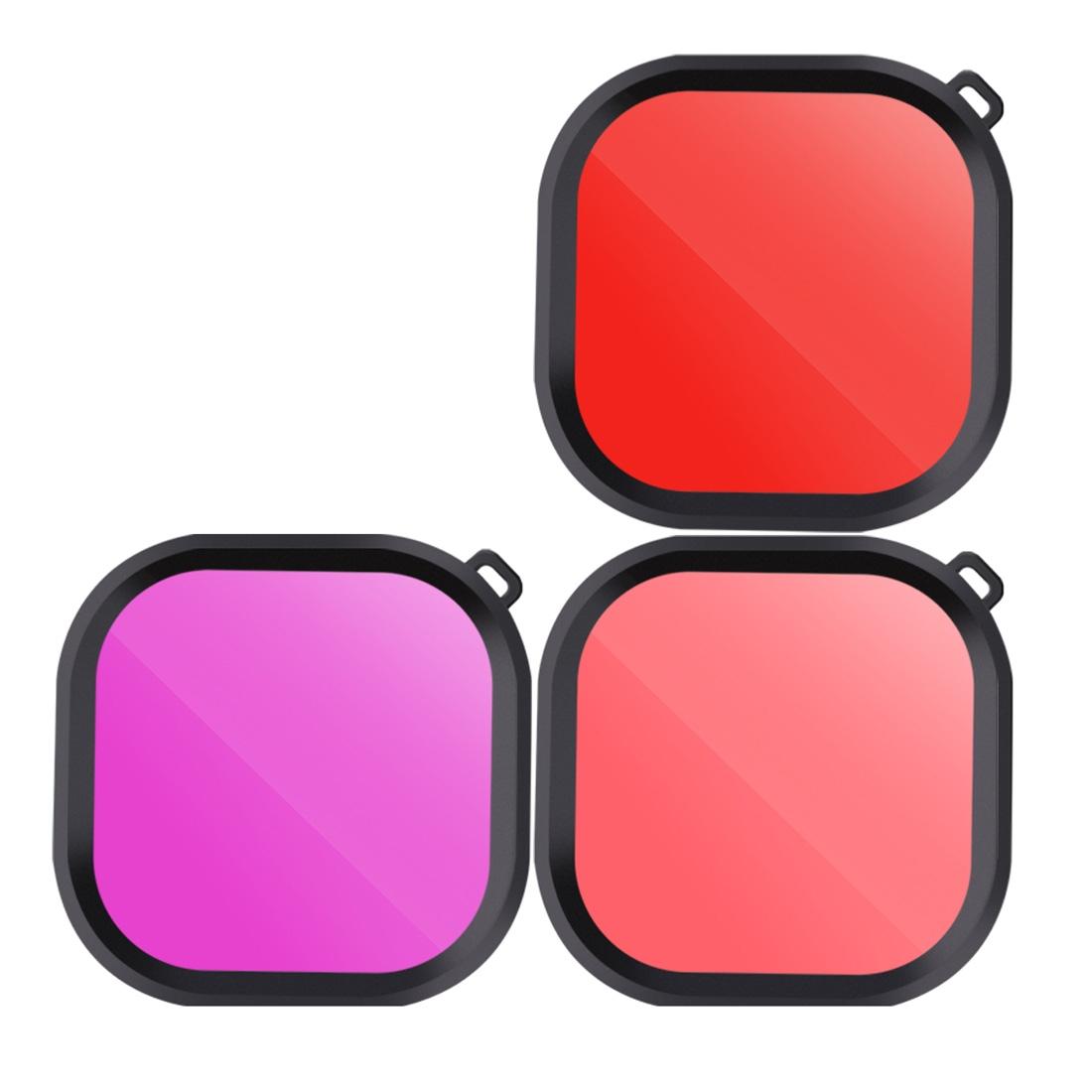 Square Diving Lens Filter Kit for Gopro Hero8 Waterproof Housing - 3 Colours 3