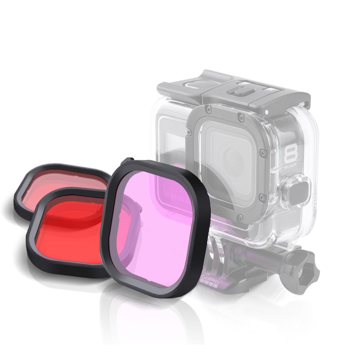 Square Diving Lens Filter Kit for Gopro Hero8 Waterproof Housing - 3 Colours 4