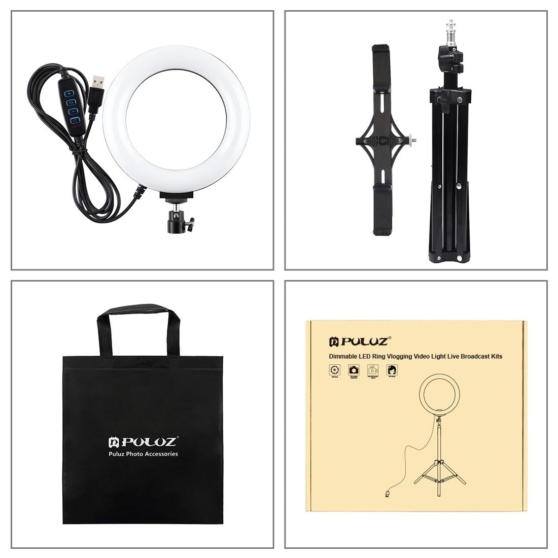 Live Broadcast Dual Phone Bracket with 70cm Tripod & 6.2 Inch 16cm Led Ring Light Kit 11