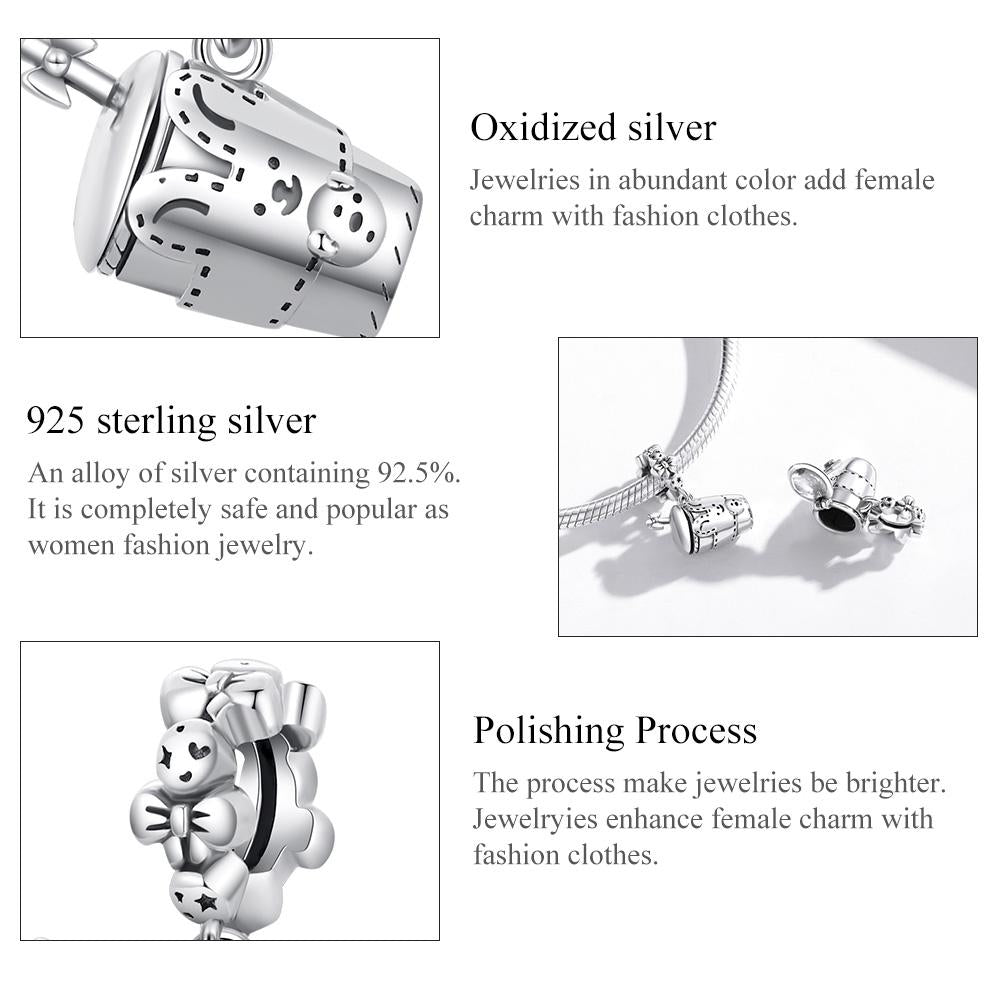 925 Sterling Silver Glass Pendant For Diy Bracelets & Necklaces 5