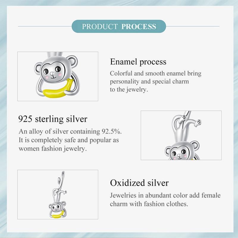 925 Sterling Silver Monkey Pendant For Diy Bracelets 4