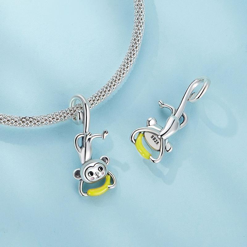 925 Sterling Silver Monkey Pendant For Diy Bracelets 7