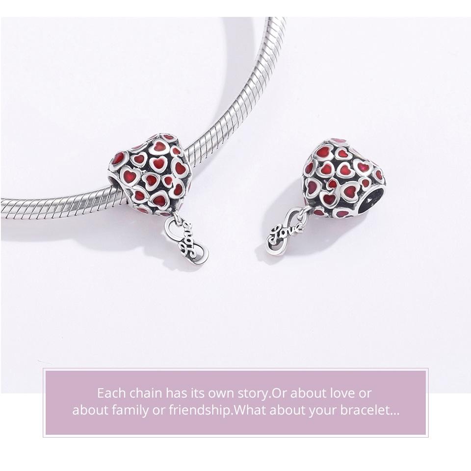 925 Sterling Silver Red Heart Beads For Diy Bracelets & Necklaces 7