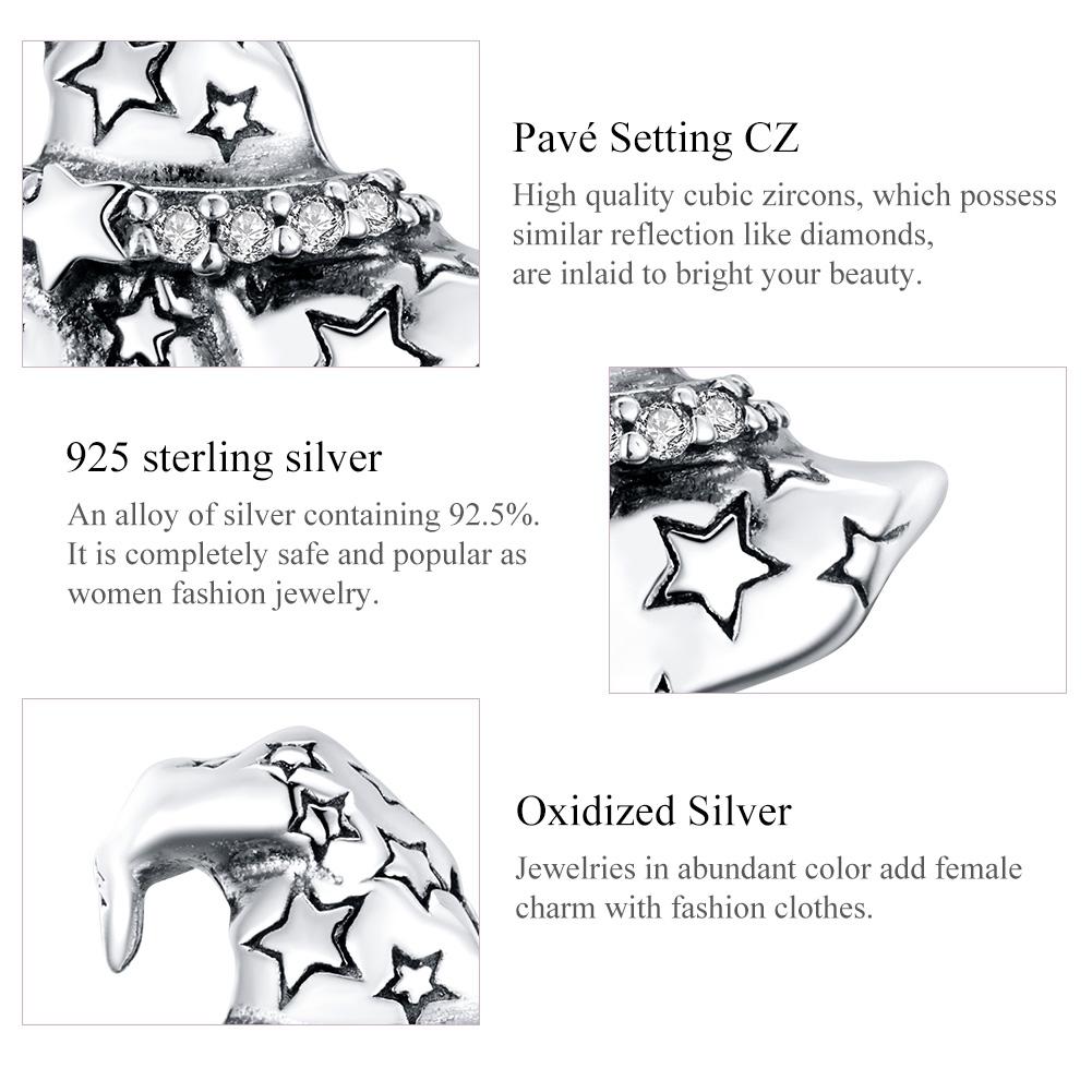 925 Sterling Silver Witch Hat Beads For Diy Bracelets & Necklaces 6
