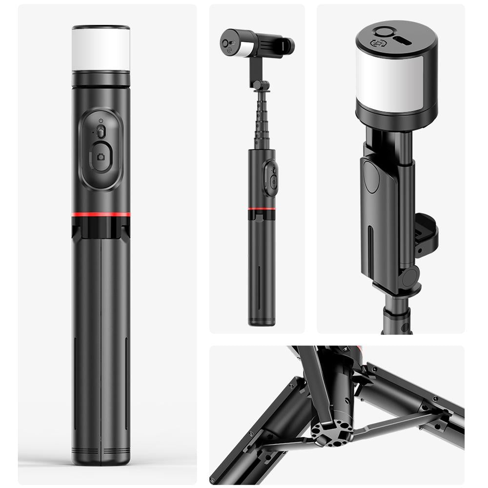 Rotatable Bluetooth Selfie Stick with Fill Light and Remote Control 3