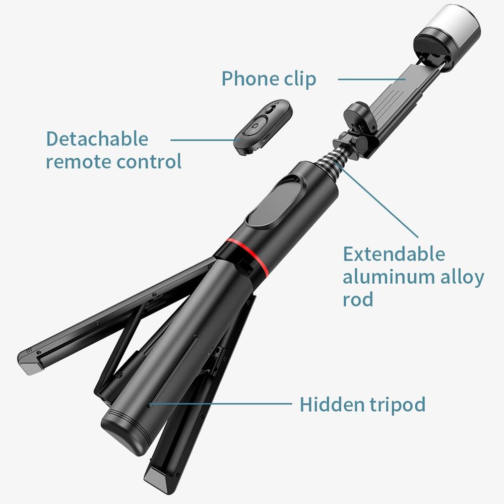 Rotatable Bluetooth Selfie Stick with Fill Light and Remote Control 5