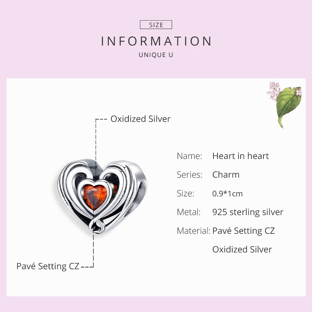 925 Sterling Silver Diy Heart Beads For Bracelets & Necklaces 6