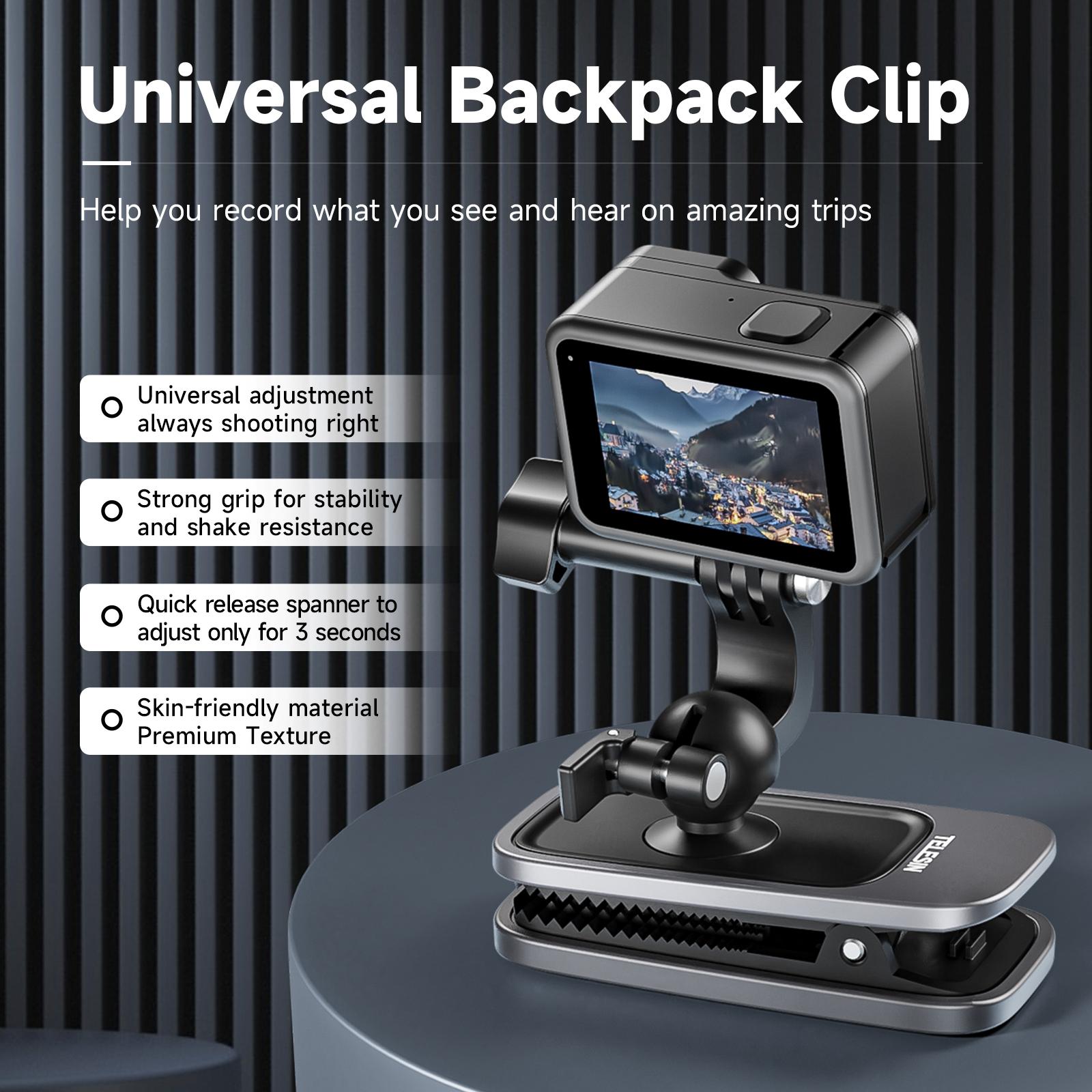 360 Degree Backpack Clip Mount for Action Camera - Rotating 4