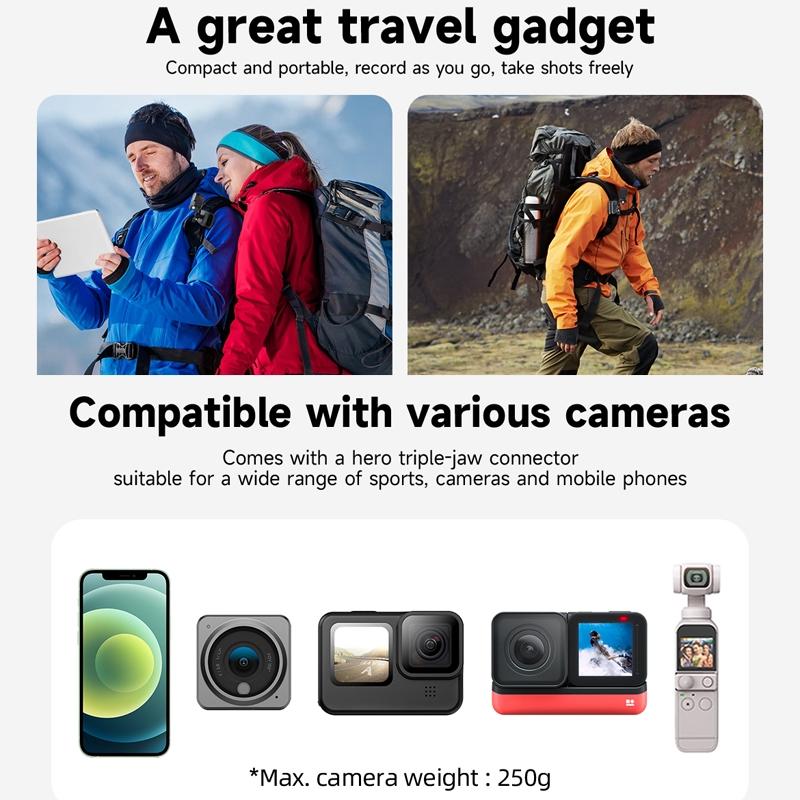 360 Degree Backpack Clip Mount for Action Camera - Rotating 8