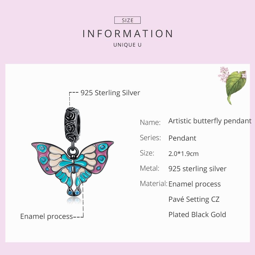 925 Sterling Silver Artistic Butterfly Pendant For Diy Bracelets & Necklaces 4