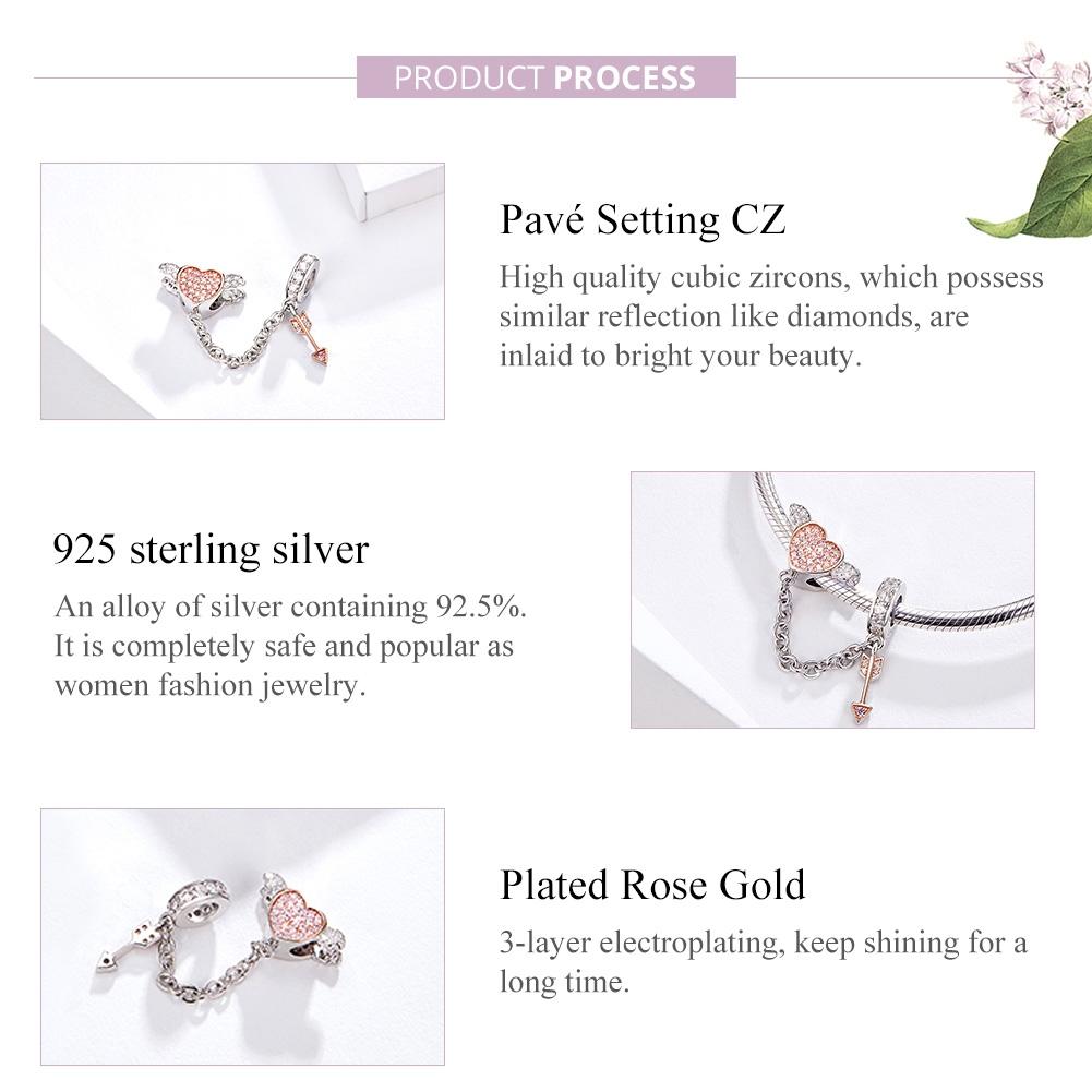 925 Sterling Silver Heart Safety Chain For Diy Bracelets 8