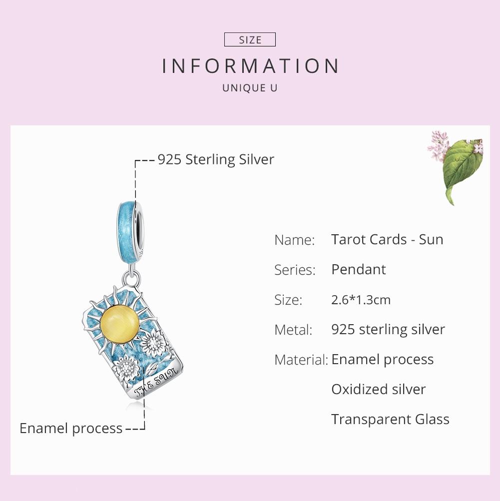 925 Sterling Silver Sun Tarot Pendant For Diy Bracelets & Necklaces 4