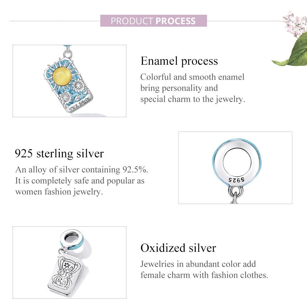 925 Sterling Silver Sun Tarot Pendant For Diy Bracelets & Necklaces 5