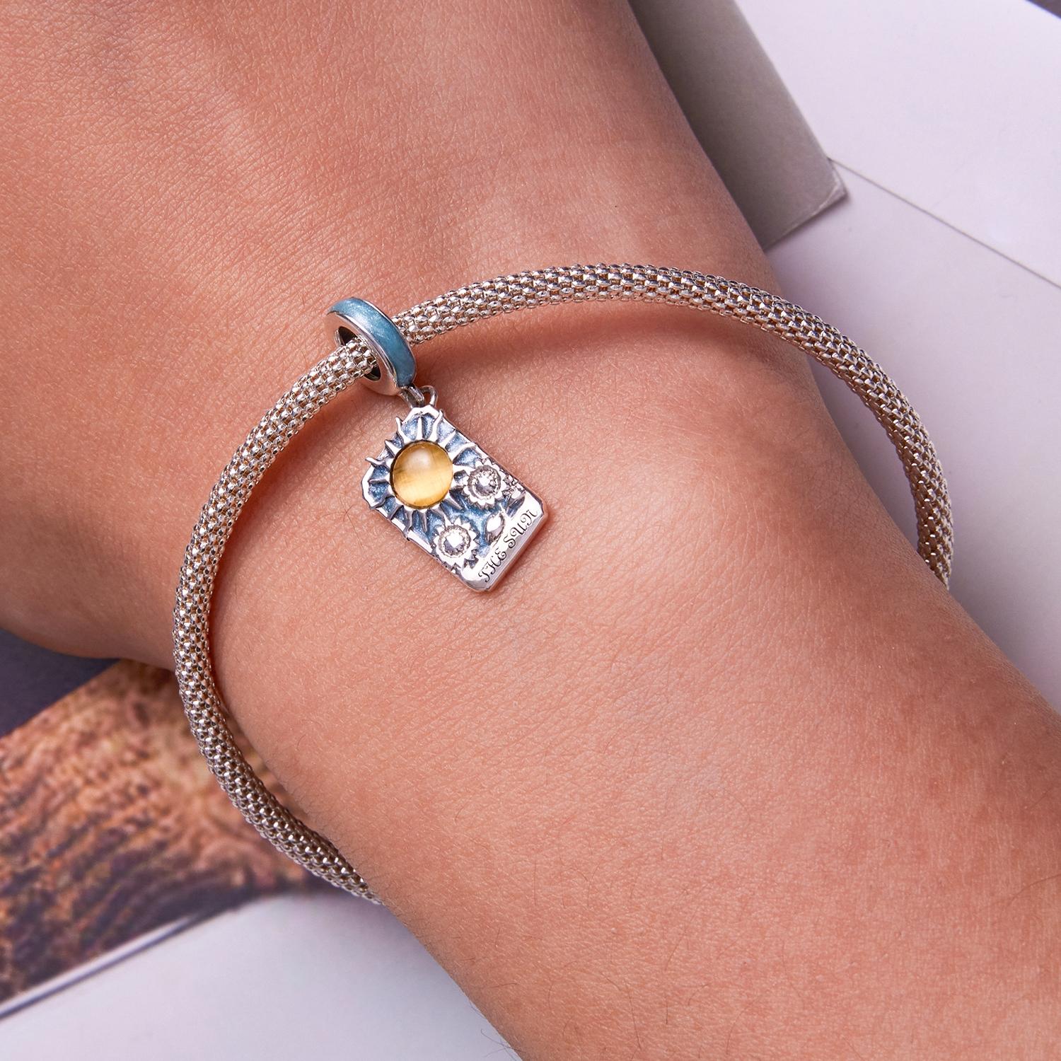 925 Sterling Silver Sun Tarot Pendant For Diy Bracelets & Necklaces 8