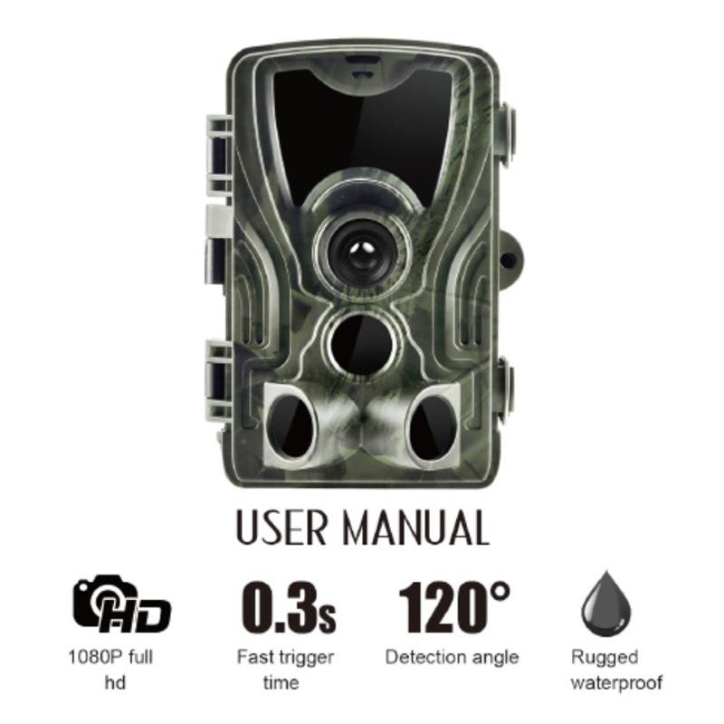 Waterproof Hunting Trail Camera With Night Vision - 8Mp 120 Degree Wide Angle 110 Degree Pir Sensor 8