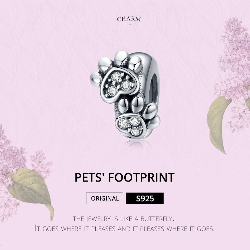 925 Sterling Silver Animal Footprint Beads For Diy Bracelets 4