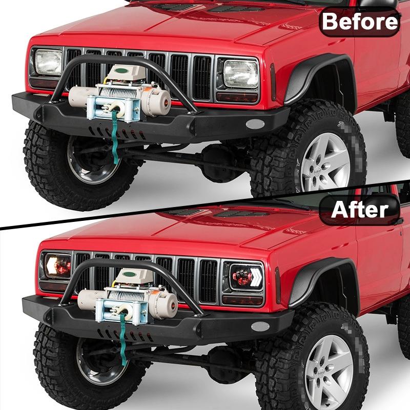 2 Pcs 5X7 Inch Car Modified Red Background Led Square Headlamp For Jeep Wrangler 12