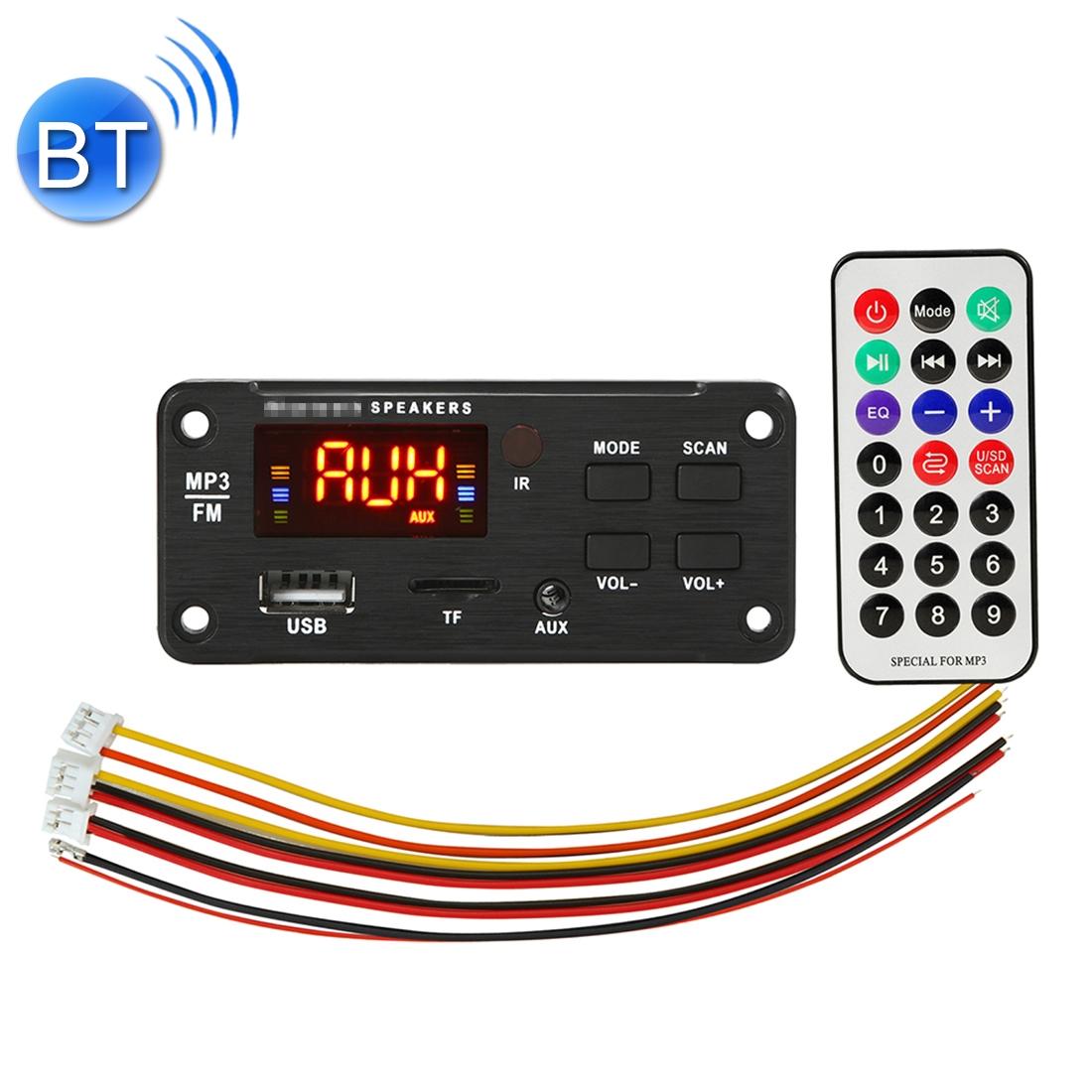 12V Car Bluetooth 5.0 Audio Mp3 Player Board With Remote - Fm Radio Tf Card Usb Aux 3