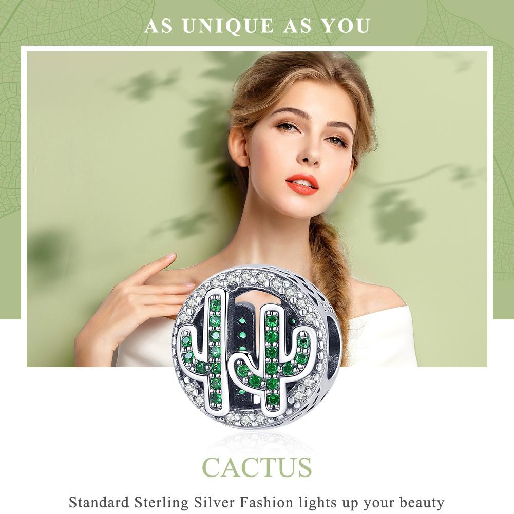 925 Sterling Silver Vigor Cactus Bead Pendant 8