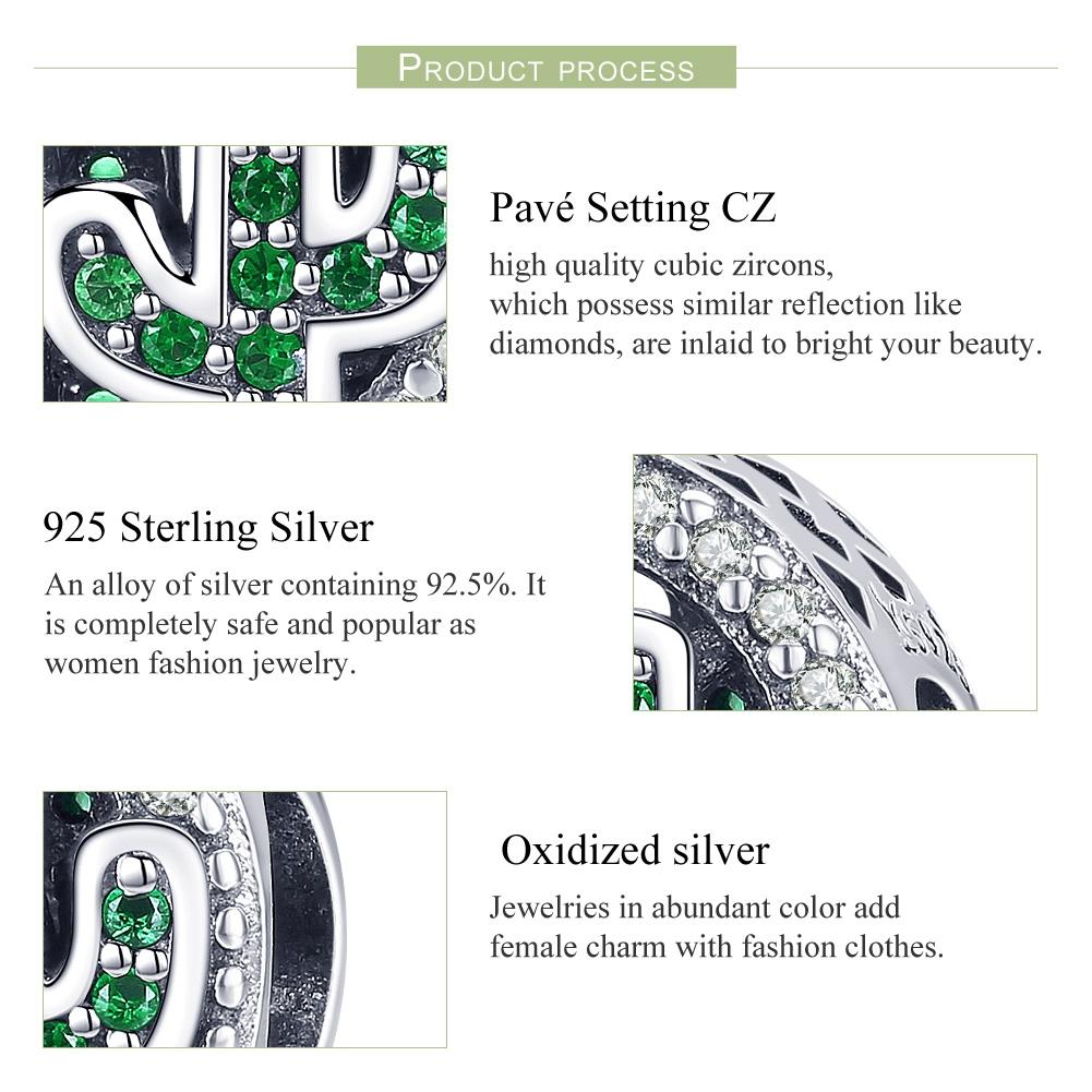 925 Sterling Silver Vigor Cactus Bead Pendant 9