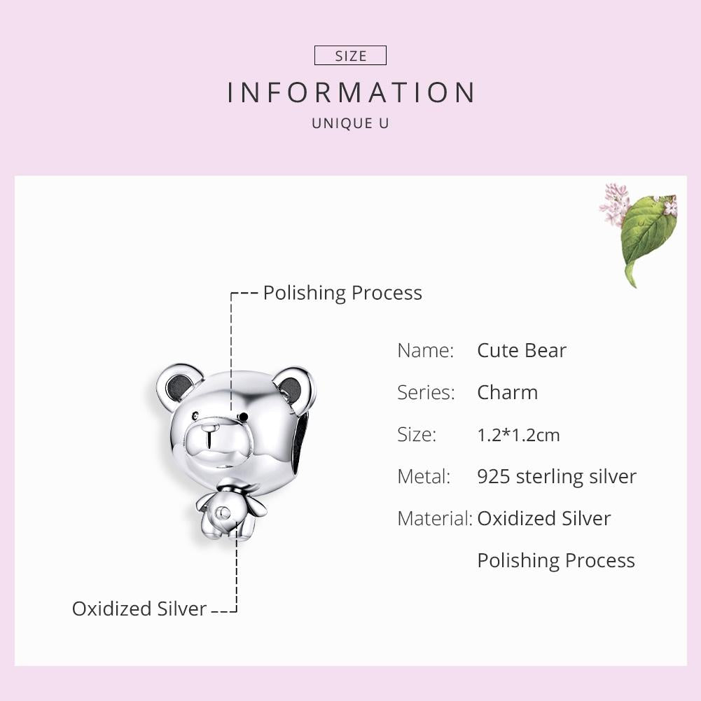 925 Sterling Silver Bear Bead Bracelet Accessories 6
