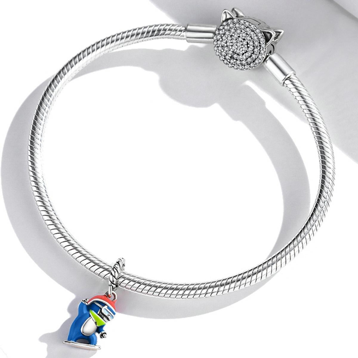 925 Sterling Silver Ski Penguin Pendant For Diy Bracelets & Necklaces 7