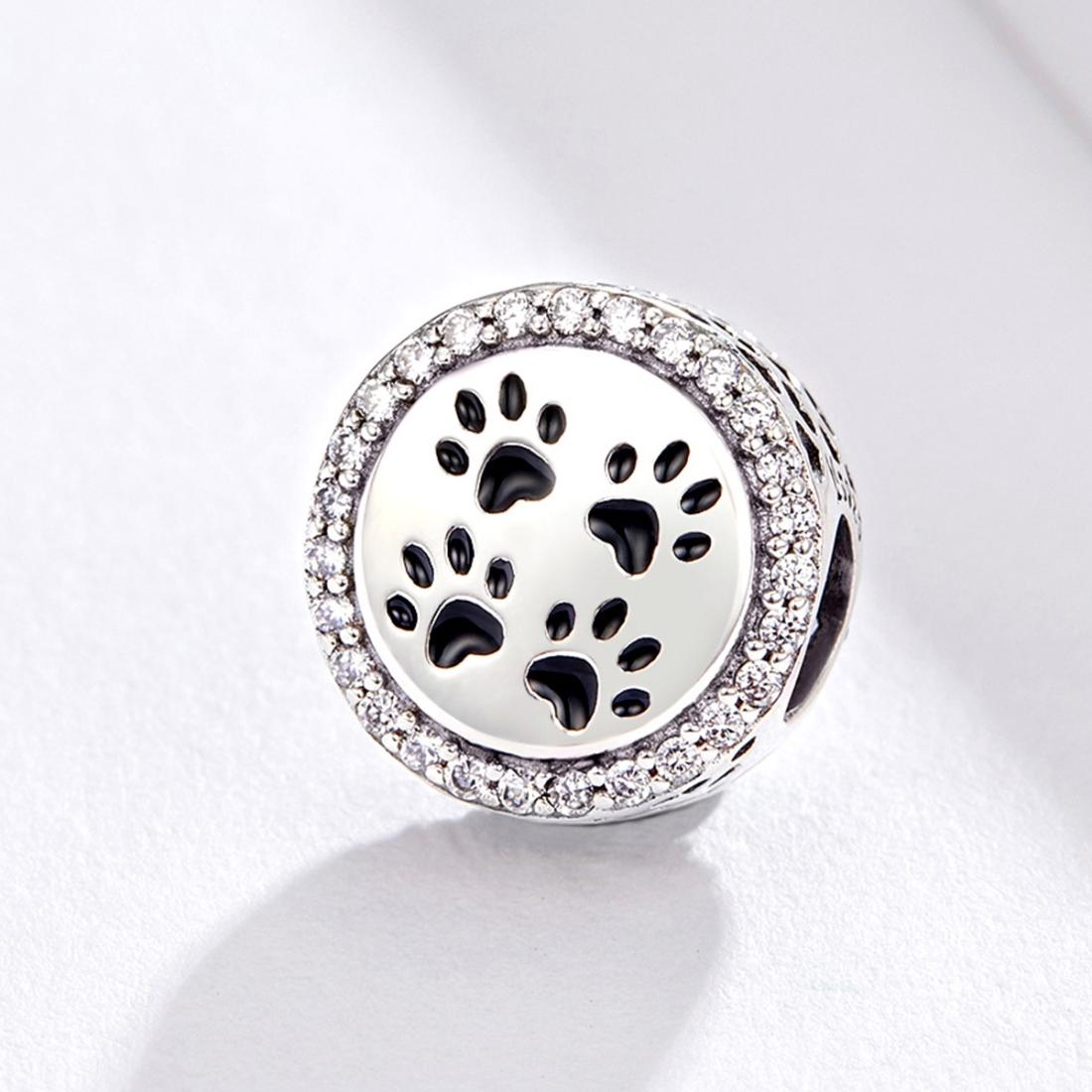 925 Sterling Silver Pet Paw Print Beads For Diy Bracelets & Necklaces 3