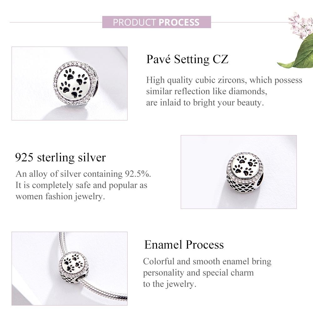 925 Sterling Silver Pet Paw Print Beads For Diy Bracelets & Necklaces 6