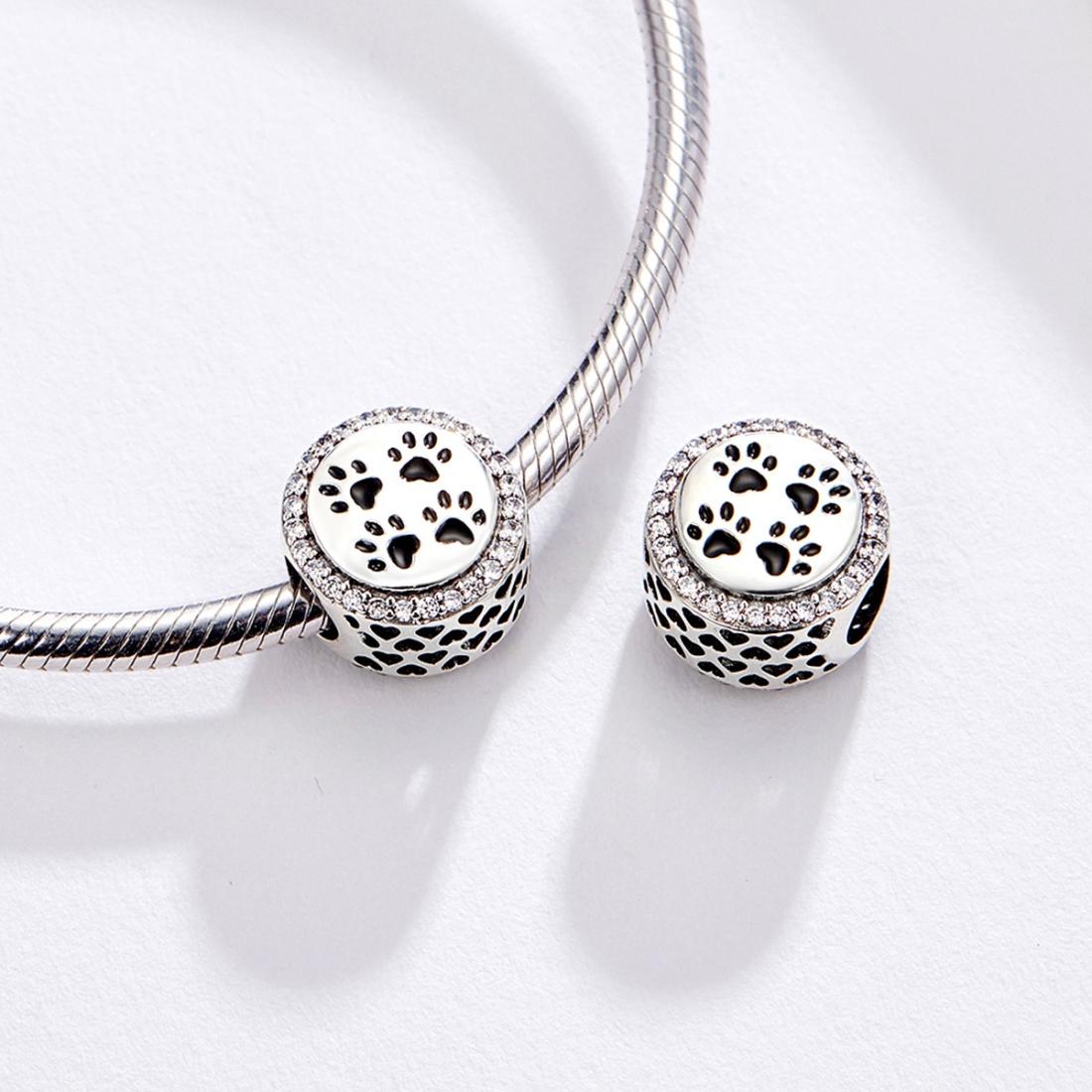 925 Sterling Silver Pet Paw Print Beads For Diy Bracelets & Necklaces 7