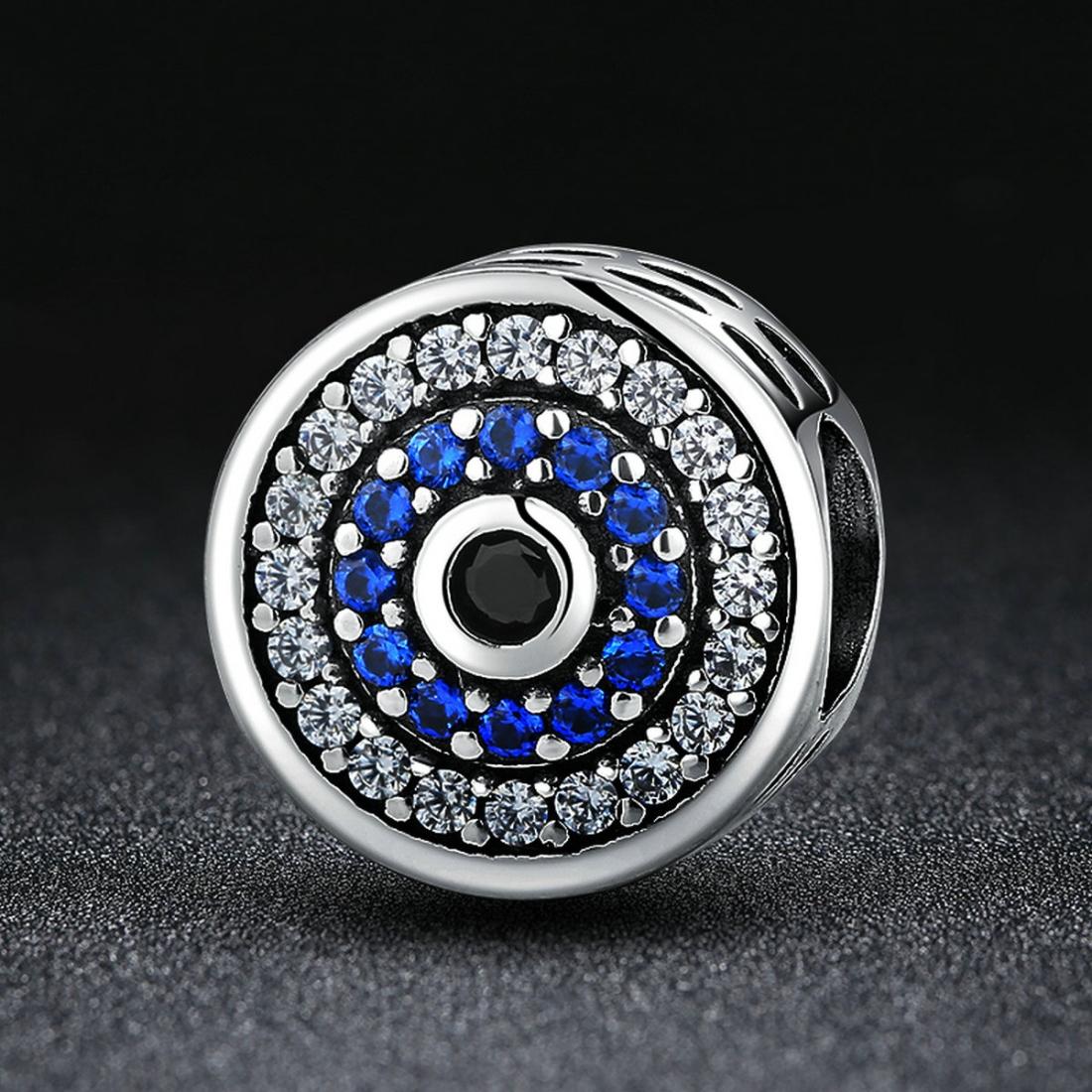 925 Sterling Silver Blue Eye Inlaid Bead Bracelet 5