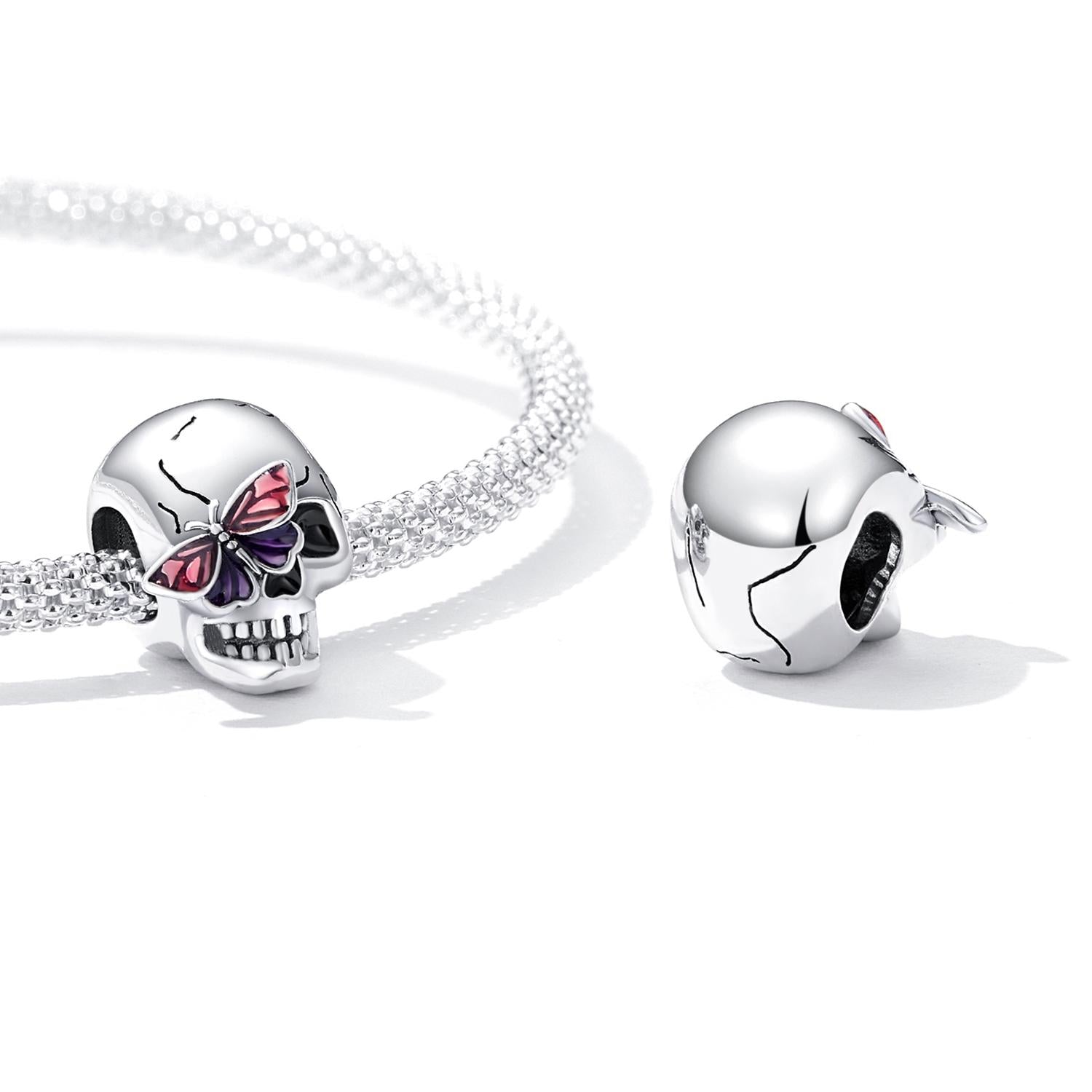 925 Sterling Silver Retro Skull Beads For Diy Bracelets & Necklaces 6