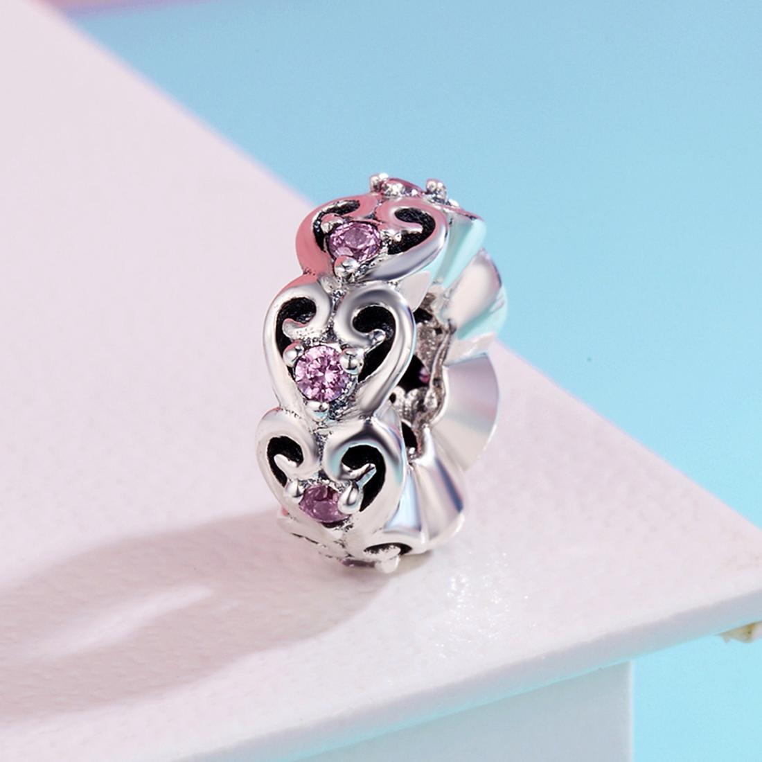 925 Sterling Silver Cat Heart Diamond Bead Bracelet / Necklace Accessory 3