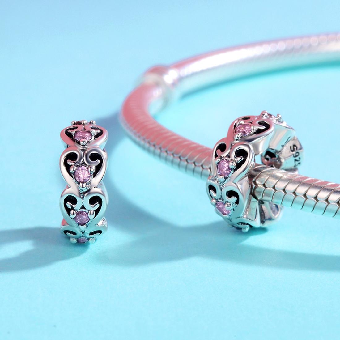 925 Sterling Silver Cat Heart Diamond Bead Bracelet / Necklace Accessory 5