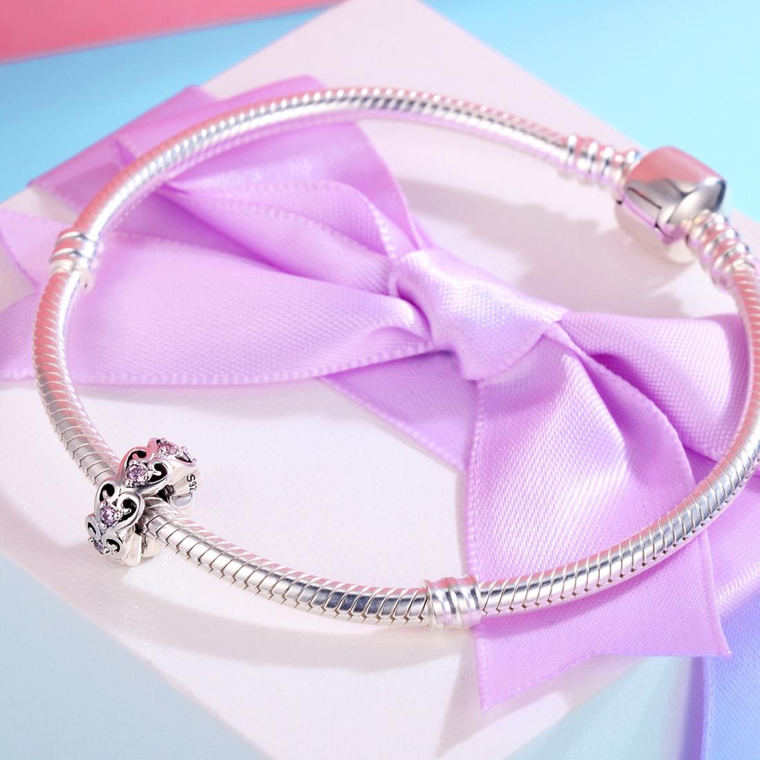925 Sterling Silver Cat Heart Diamond Bead Bracelet / Necklace Accessory 6