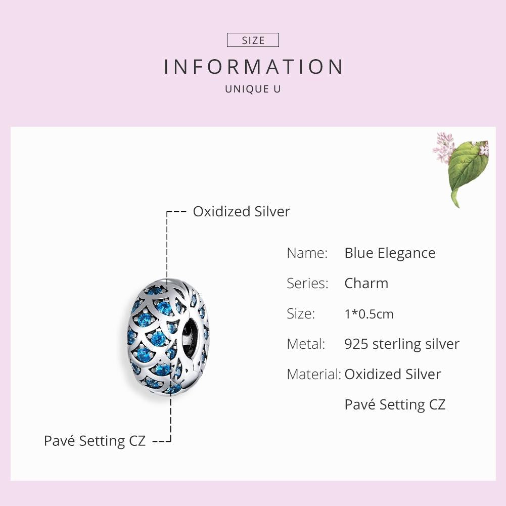 925 Sterling Silver Blue Zircon Bracelet / Necklace Beads 5