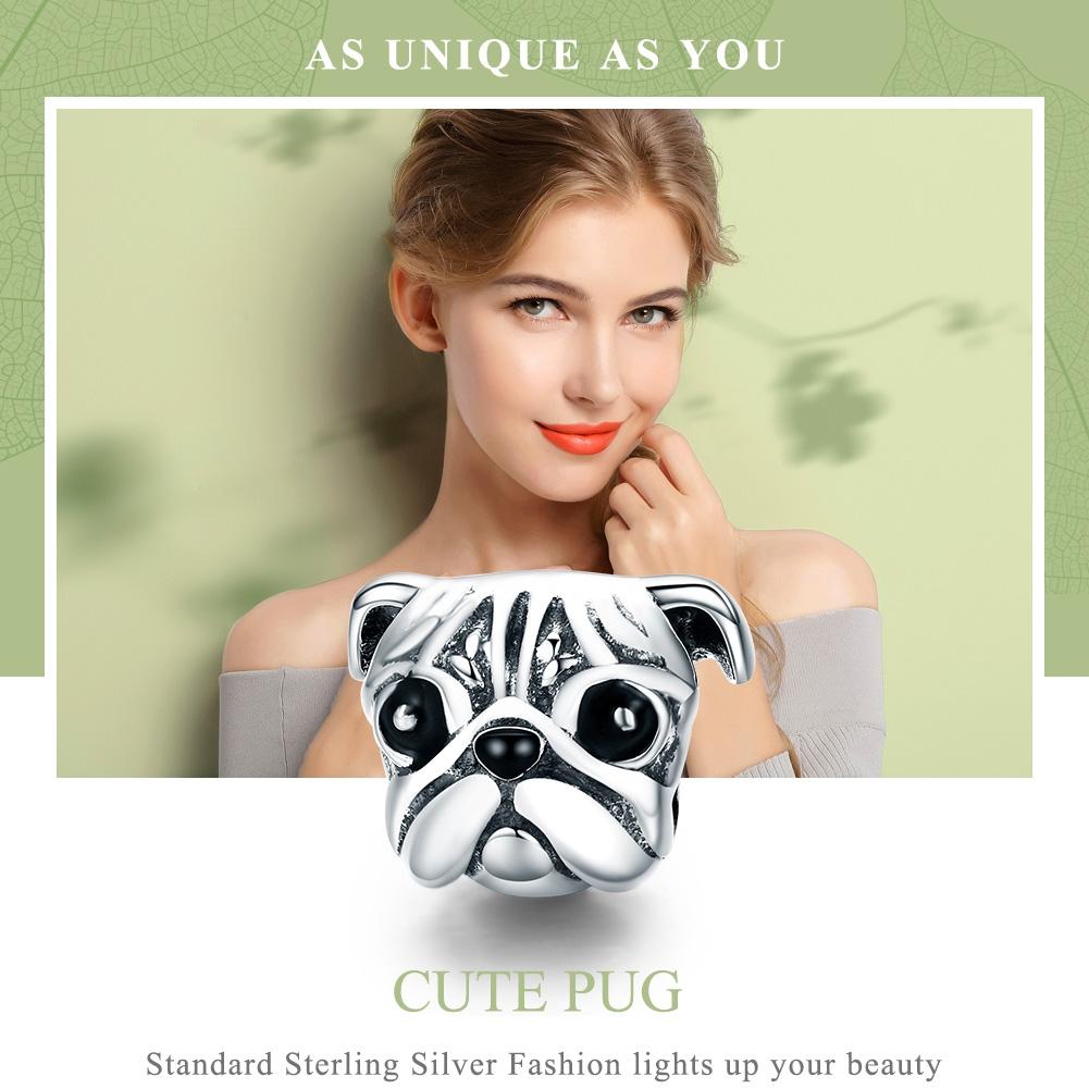 925 Sterling Silver Pug Diamond Bead Bracelet Accessory 4